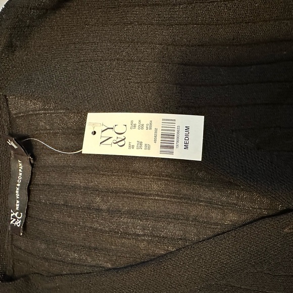 V-Neck Sheer Ribbed Cardigan - Picture 6 of 9